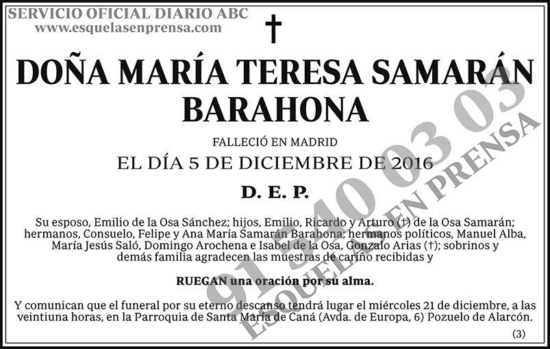 María Teresa Samarán Barahona